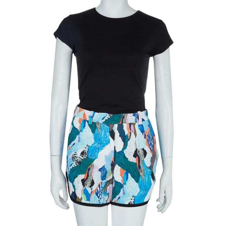 Pre Owned Carven Multicolor Print Contrast Piping Detail Shorts M