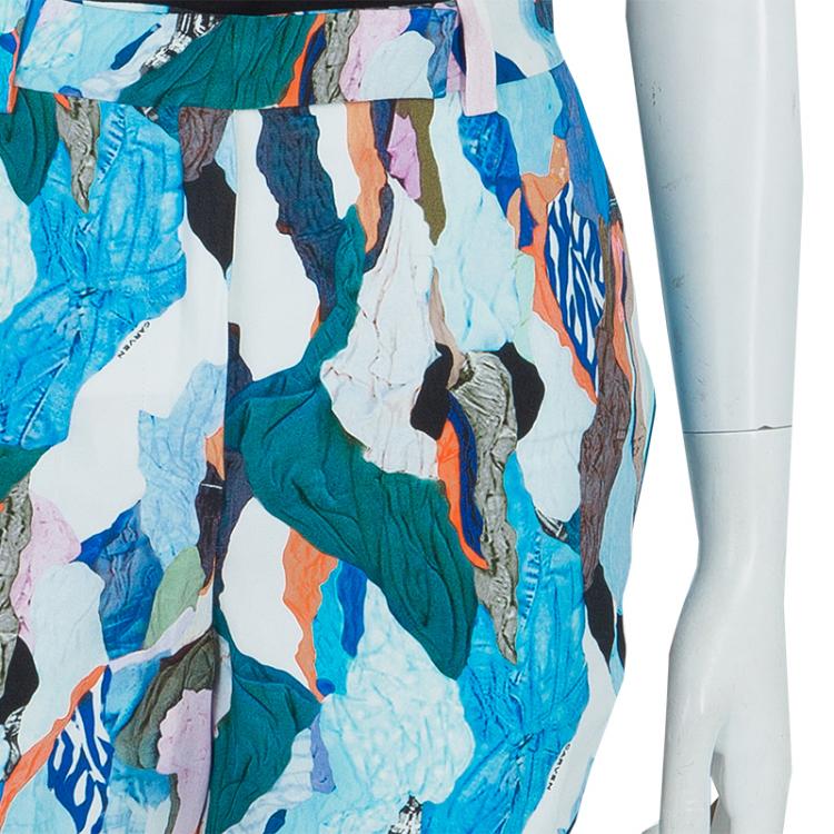 Pre Owned Carven Multicolor Print Contrast Piping Detail Shorts M