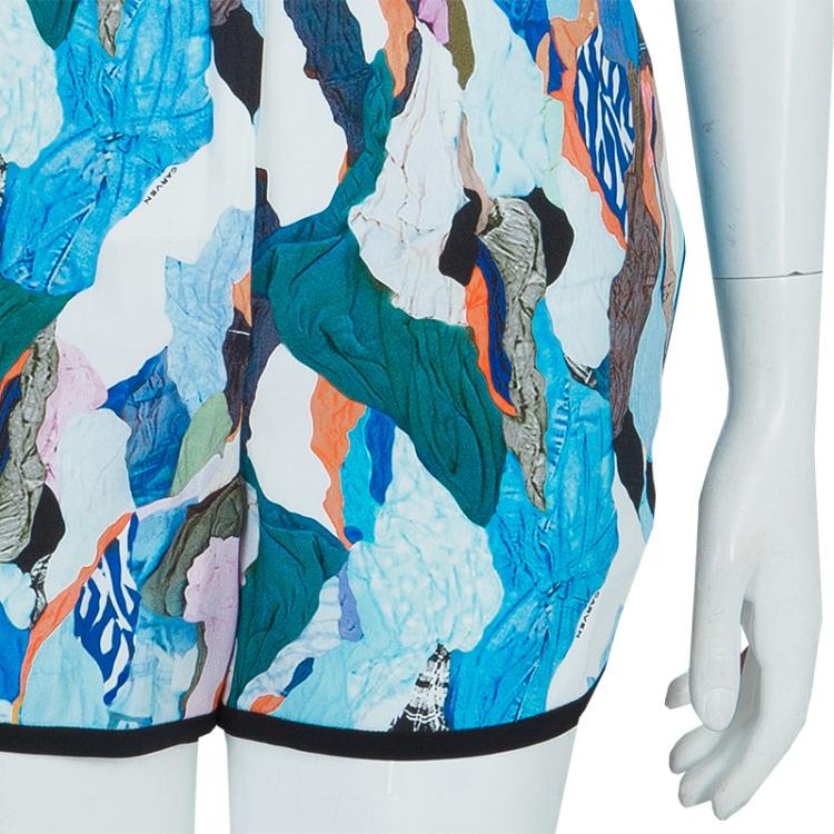 Pre Owned Carven Multicolor Print Contrast Piping Detail Shorts M