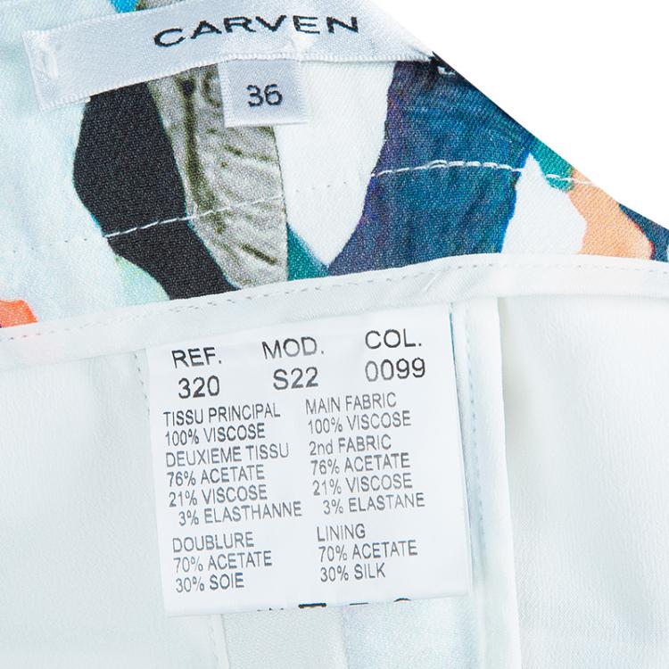Pre Owned Carven Multicolor Print Contrast Piping Detail Shorts M