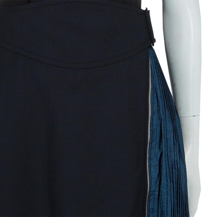 مملوكة مسبقًا Carven Black Contrast Pleat Detail Belted Skirt M