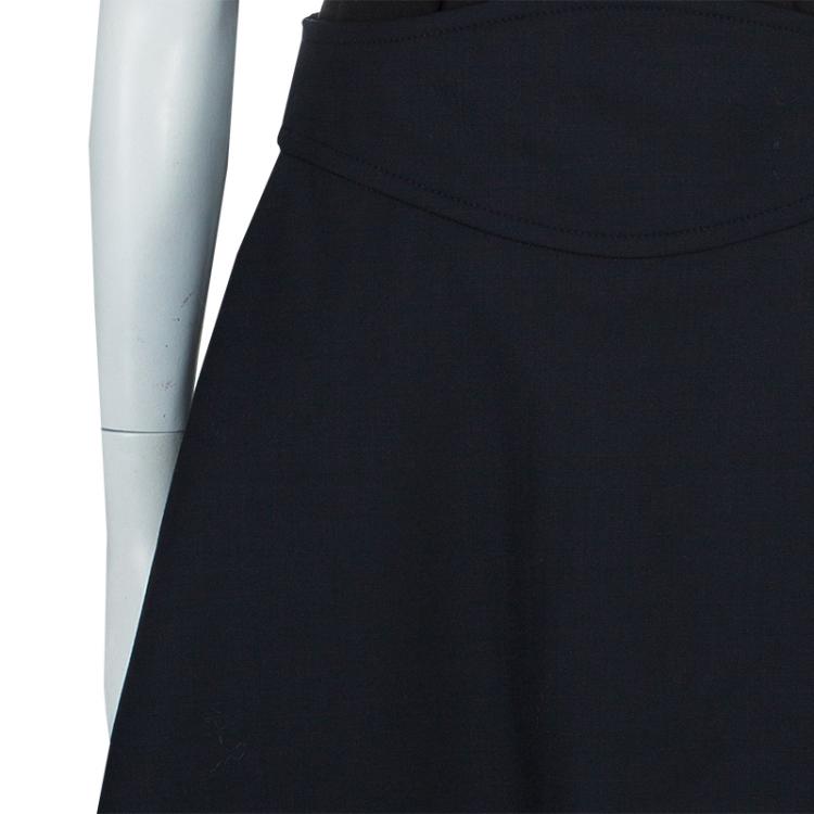 مملوكة مسبقًا Carven Black Contrast Pleat Detail Belted Skirt M