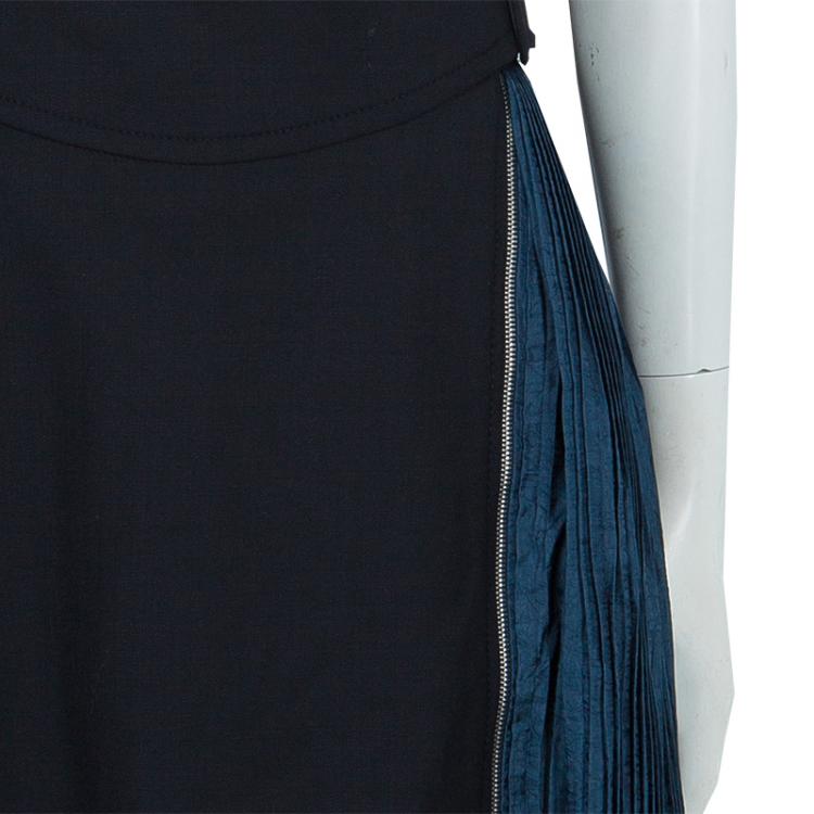 مملوكة مسبقًا Carven Black Contrast Pleat Detail Belted Skirt M