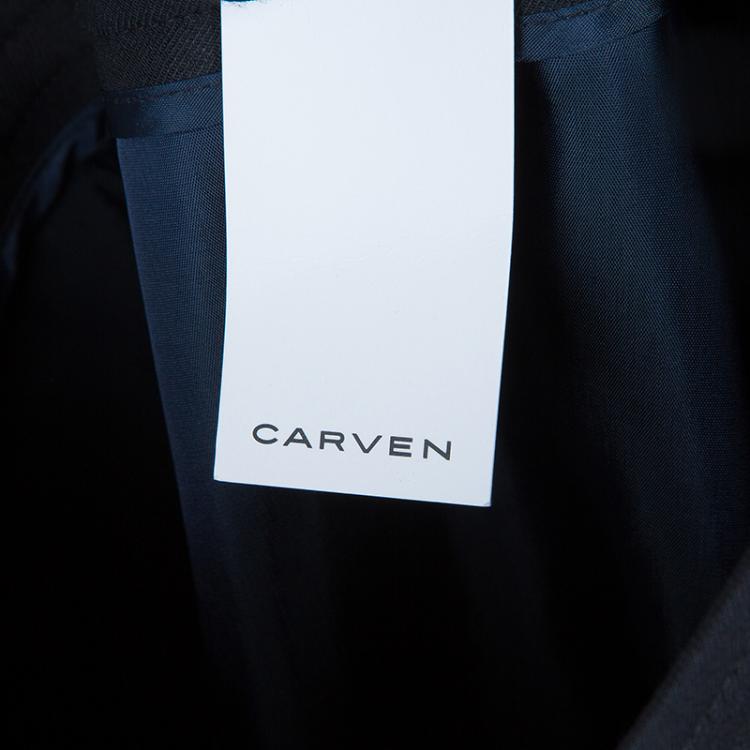 مملوكة مسبقًا Carven Black Contrast Pleat Detail Belted Skirt M