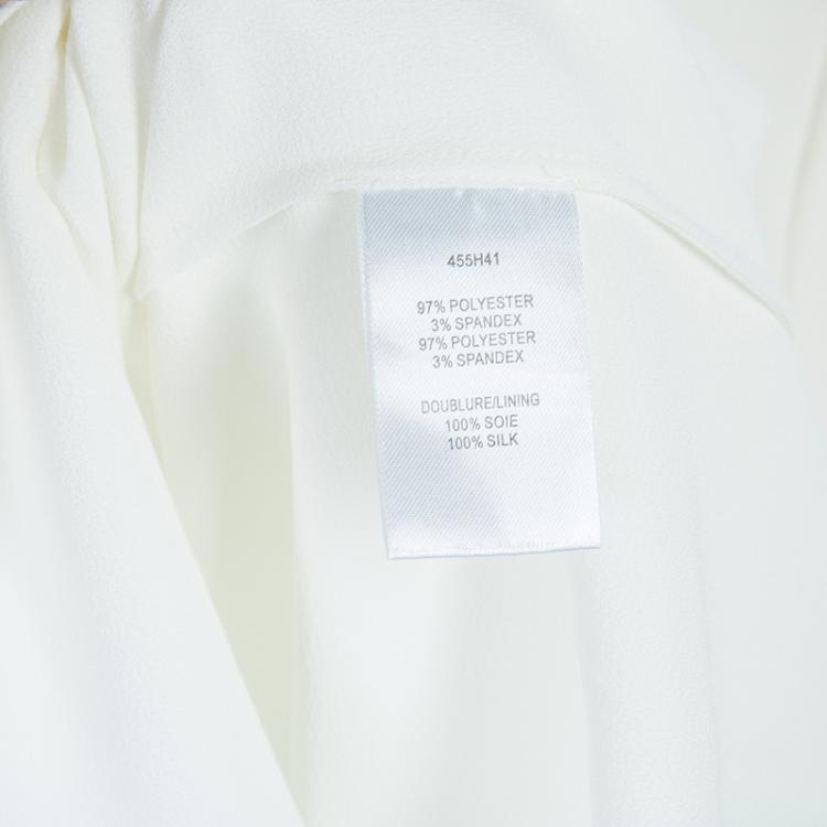 Pre Owned Carven White Crepe Power Shoulder Long Sleeve Blouse  M