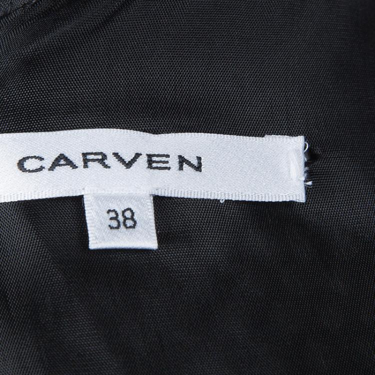 Pre Owned Carven Pink Tricot Perforated Mesh Overlap Detail Sleeveless Dress M