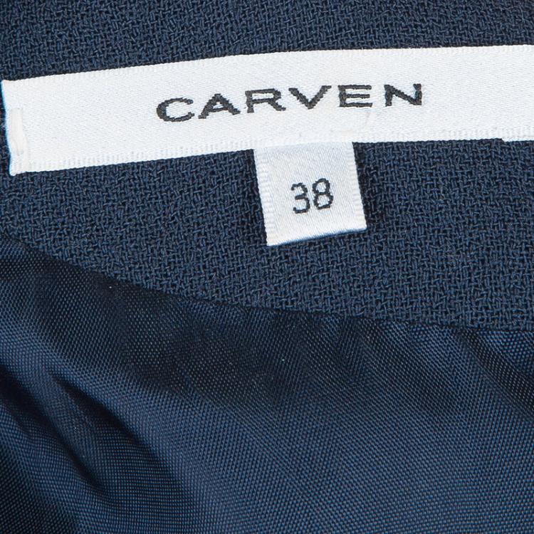 Pre Owned Carven Navy Blue Welt Pocket Detail Blazer Style Sleeveless Dress M