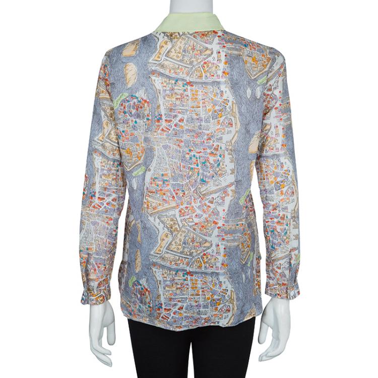 Pre Owned Carven Multicolor Print Long Sleeve Buttondown Cotton Shirt M