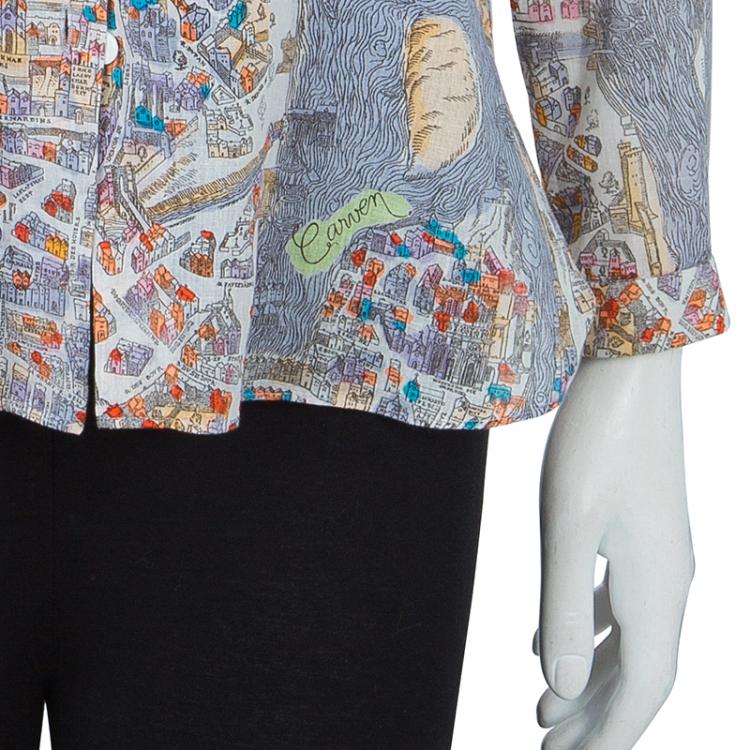 Pre Owned Carven Multicolor Print Long Sleeve Buttondown Cotton Shirt M