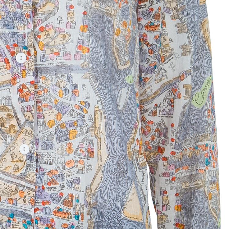 Pre Owned Carven Multicolor Print Long Sleeve Buttondown Cotton Shirt M