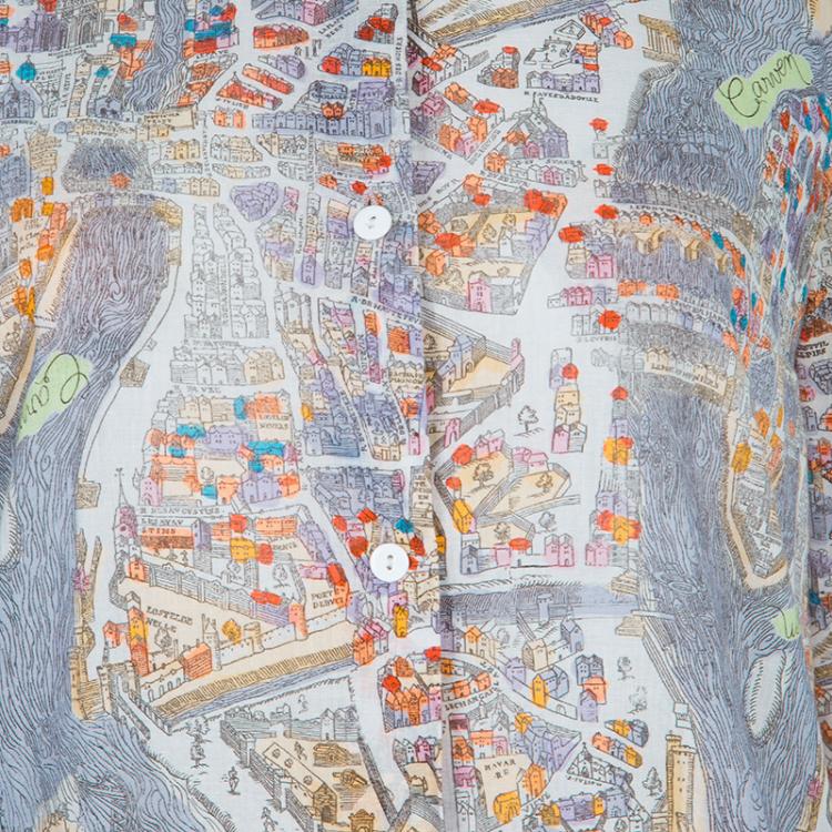 Pre Owned Carven Multicolor Print Long Sleeve Buttondown Cotton Shirt M