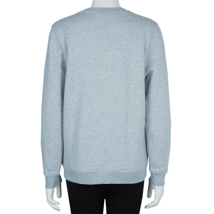 Pre Owned Carven Grey Chenille Embroidered Crewneck Sweatshirt S