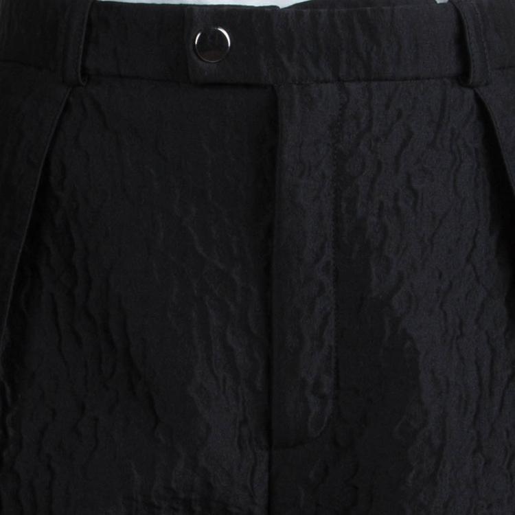 Pre Owned Carven Black Textured High Waist Bermuda Shorts L
