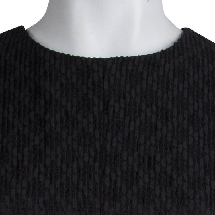 Pre Owned Carven Black Textured Sleeveless Dress L