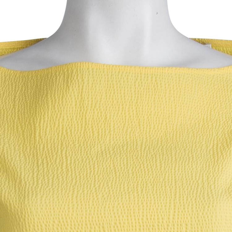 مملوكة مسبقًا Carven Yellow Textured Cotton Sleeveless Dress L