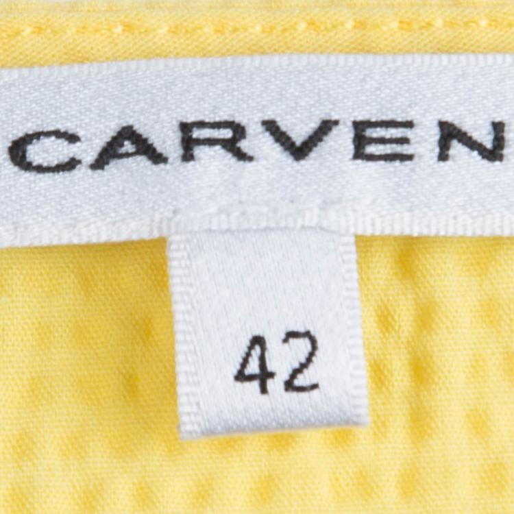 مملوكة مسبقًا Carven Yellow Textured Cotton Sleeveless Dress L