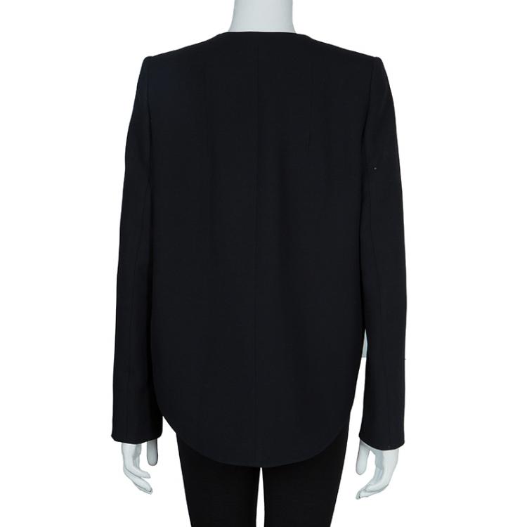 Pre Owned Carven Black Bow Detail High Low Hem Jacket M