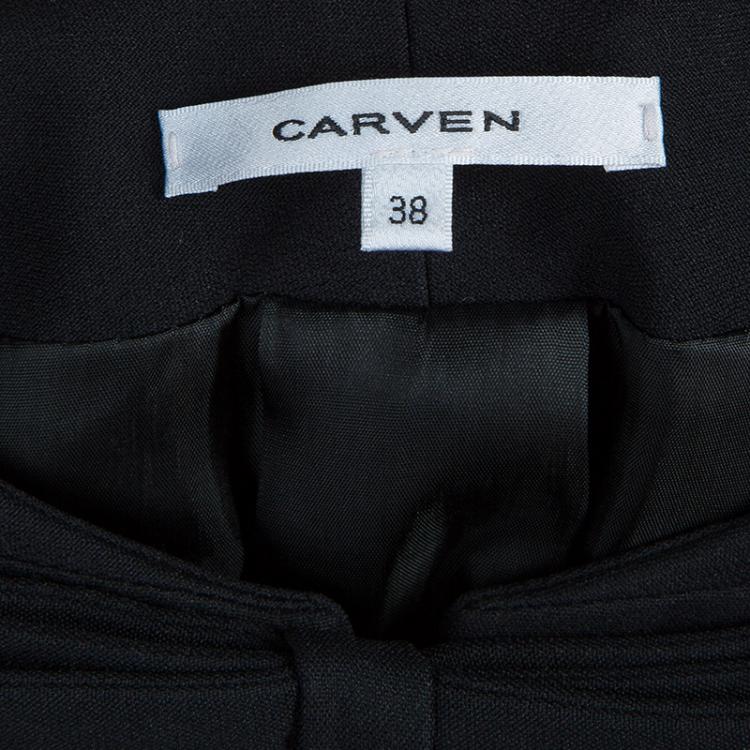 Pre Owned Carven Black Bow Detail High Low Hem Jacket M