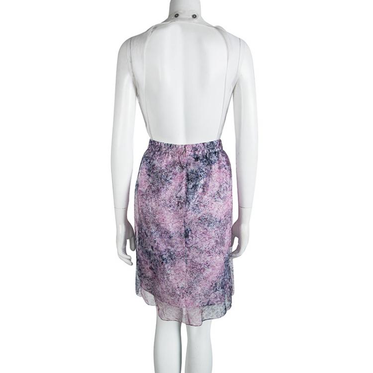 Pre Owned Carven Multicolor Floral Printed Organza Backless Dress M