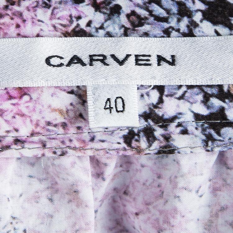 Pre Owned Carven Multicolor Floral Printed Organza Backless Dress M