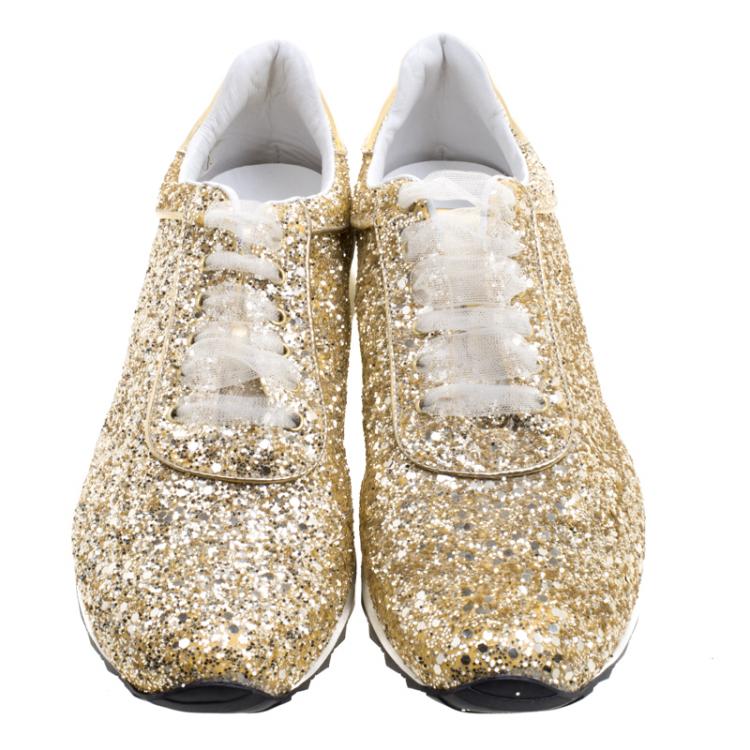 Pre Owned Casadei Limited Edition Glittered Sneakers Size 40