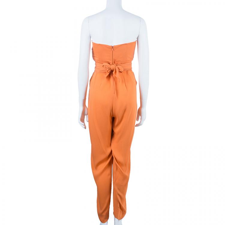 Pre Owned Catherine Malandrino Tangerine Strapless Jumpsuit L