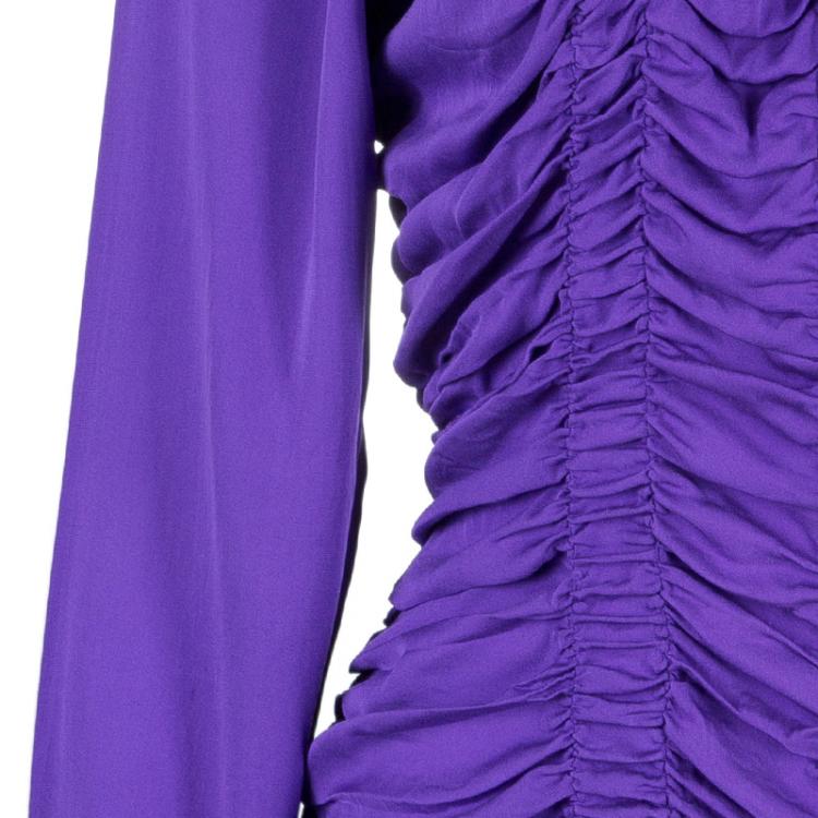 مملوكة مسبقًا Catherine Malandrino Purple Ruched Zip Top XL