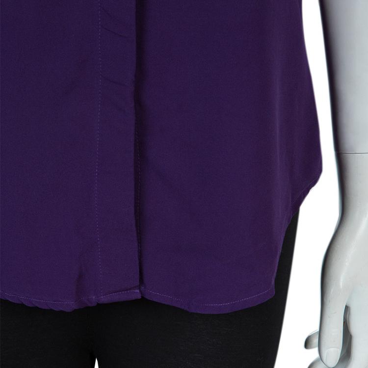 Pre Owned Catherine Malandrino Purple Long Sleeve Silk Blouse S