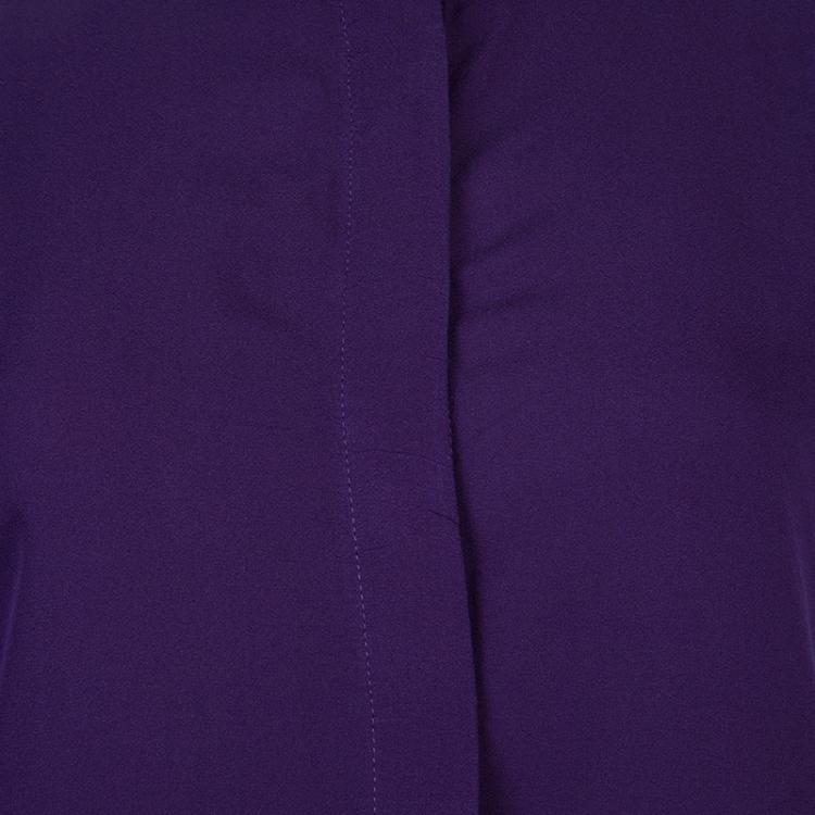 Pre Owned Catherine Malandrino Purple Long Sleeve Silk Blouse S