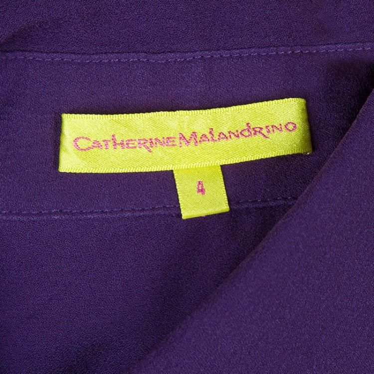 Pre Owned Catherine Malandrino Purple Long Sleeve Silk Blouse S