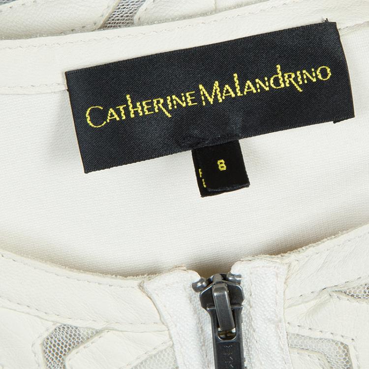 Pre Owned Catherine Malandrino Cream Leather Cut Out Jacket M
