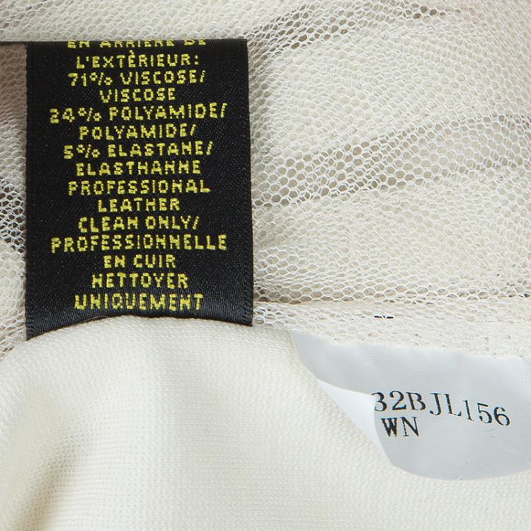 Pre Owned Catherine Malandrino Cream Leather Cut Out Jacket M