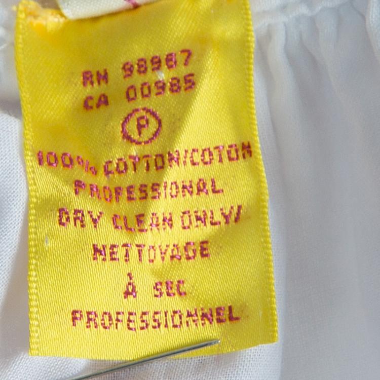 Pre Owned Catherine Malandrino White Ruffle Detail Cotton Blouse M