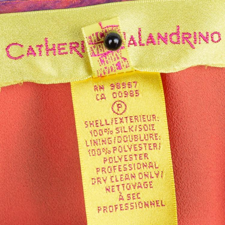 Pre Owned Catherine Malandrino Multicolor Printed Silk Studded Maxi Dress P/XS
