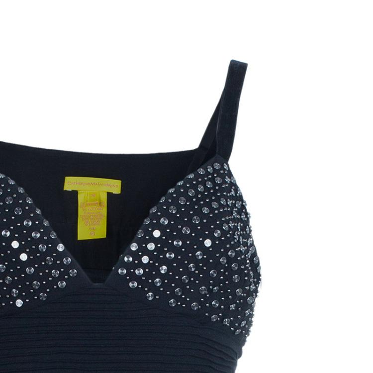 Pre Owned Catherine Malandrino Black Embellished Mini Dress L