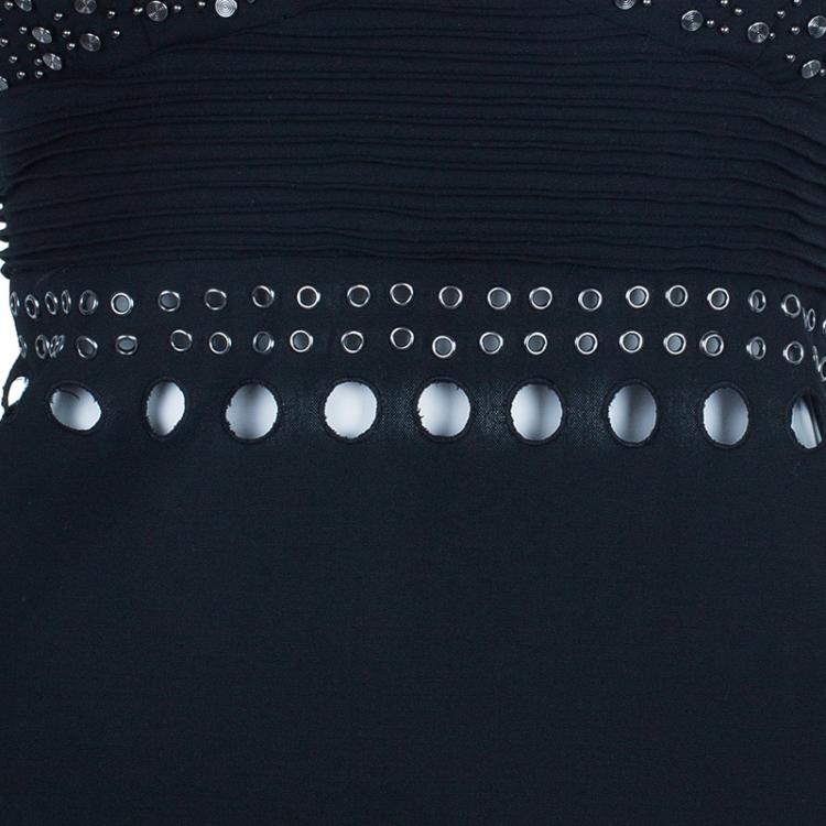 Pre Owned Catherine Malandrino Black Embellished Mini Dress L