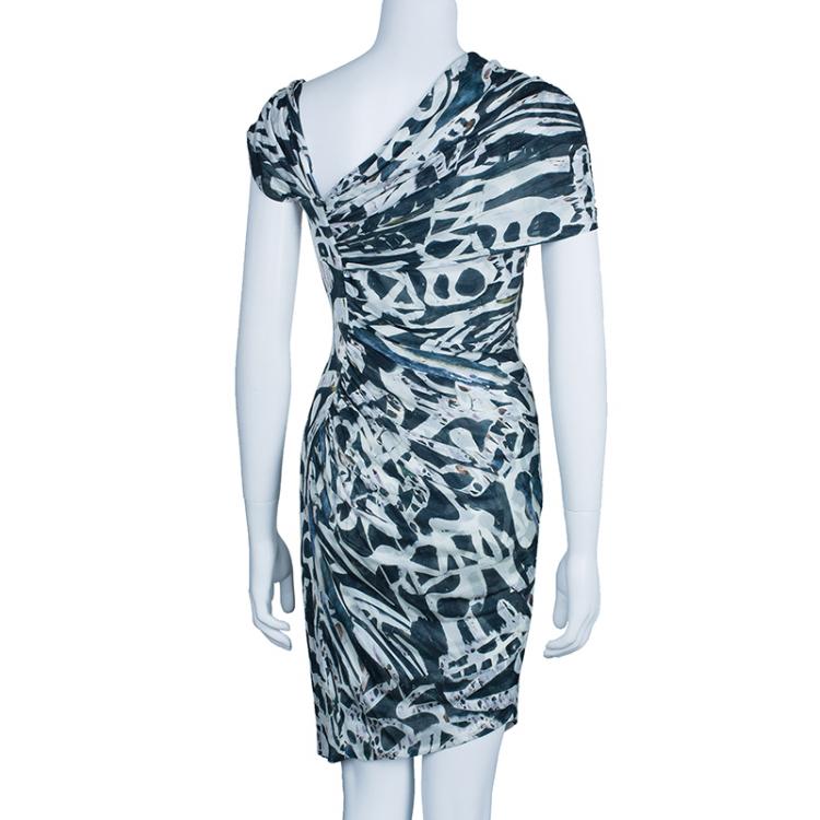 Pre Owned Malandrino Monochrome Ruched Jersey Dress M