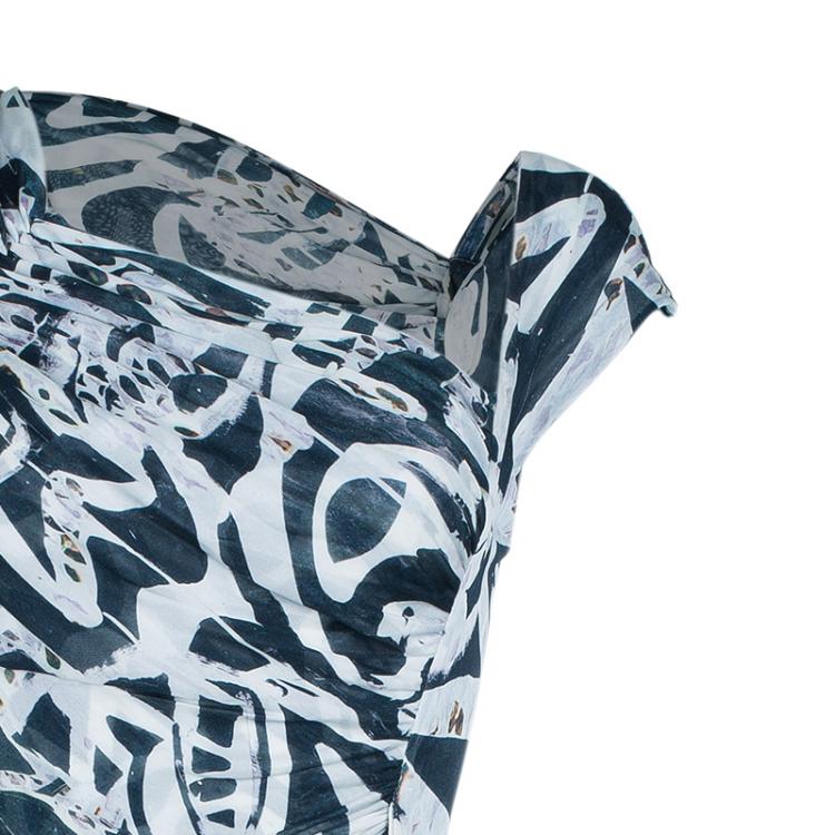 Pre Owned Malandrino Monochrome Ruched Jersey Dress M