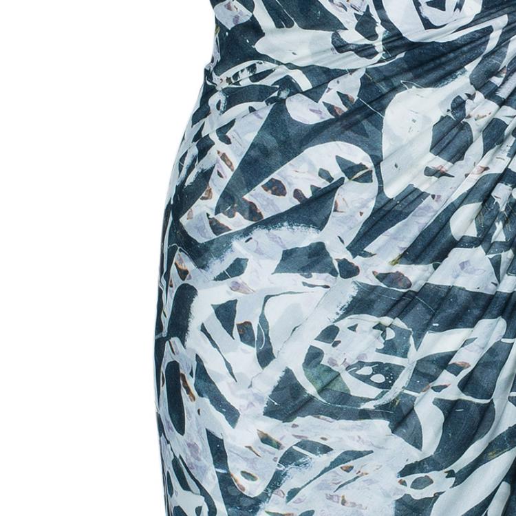 Pre Owned Malandrino Monochrome Ruched Jersey Dress M