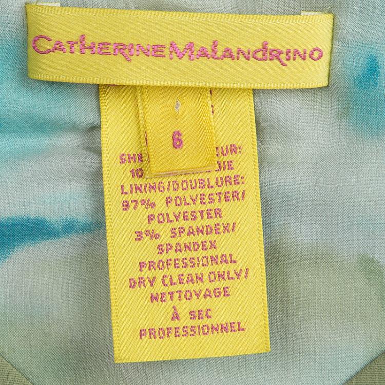 Pre Owned Catherine Malandrino Multicolor Printed Silk Ruched Dress M