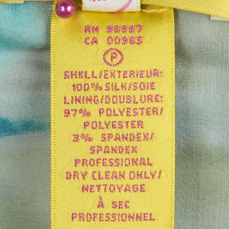 Pre Owned Catherine Malandrino Multicolor Printed Silk Ruched Dress M