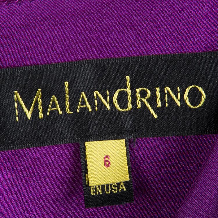 Pre Owned Malandrino Purple Silk Ruffle Detail Draped Gown M