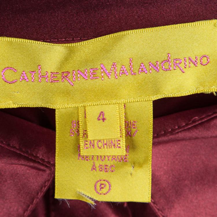 Pre Owned Catherine Malandrino Maroon Silk Belted Shirt Dress S