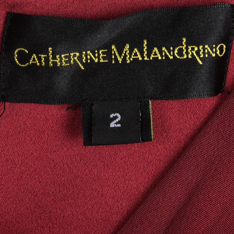 مملوكة مسبقًا Catherine Malandrino Red Silk Ruffle Detail Draped Sleeveless Dress S