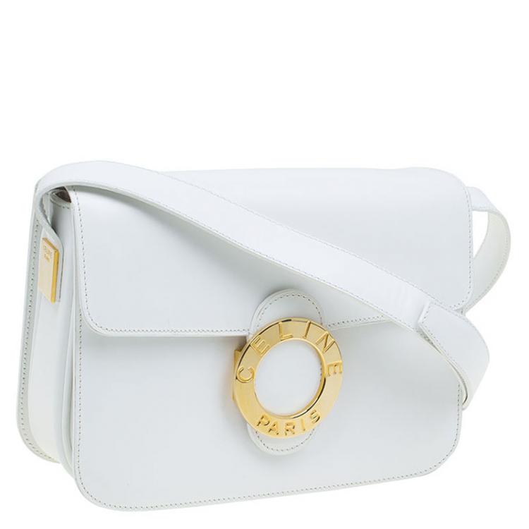 مملوكة مسبقًا Celine White Leather Vintage Shoulder Bag