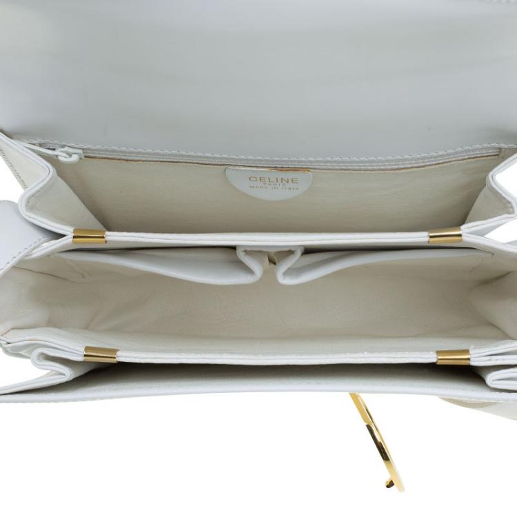 مملوكة مسبقًا Celine White Leather Vintage Shoulder Bag