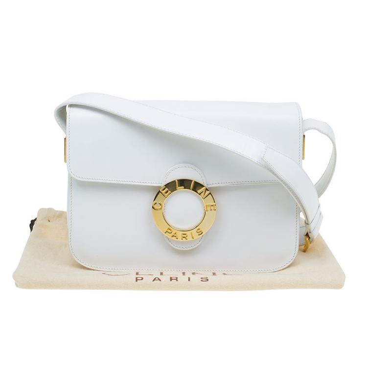 مملوكة مسبقًا Celine White Leather Vintage Shoulder Bag