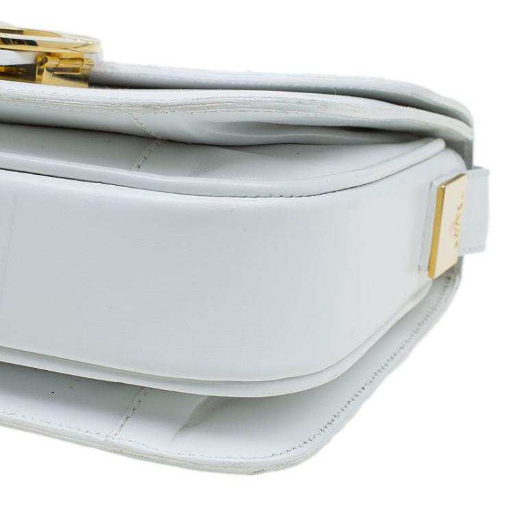 مملوكة مسبقًا Celine White Leather Vintage Shoulder Bag