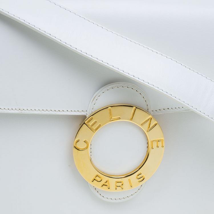 مملوكة مسبقًا Celine White Leather Vintage Shoulder Bag
