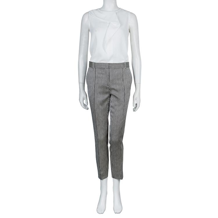Pre Owned Celine Monochrome Striped Trousers S